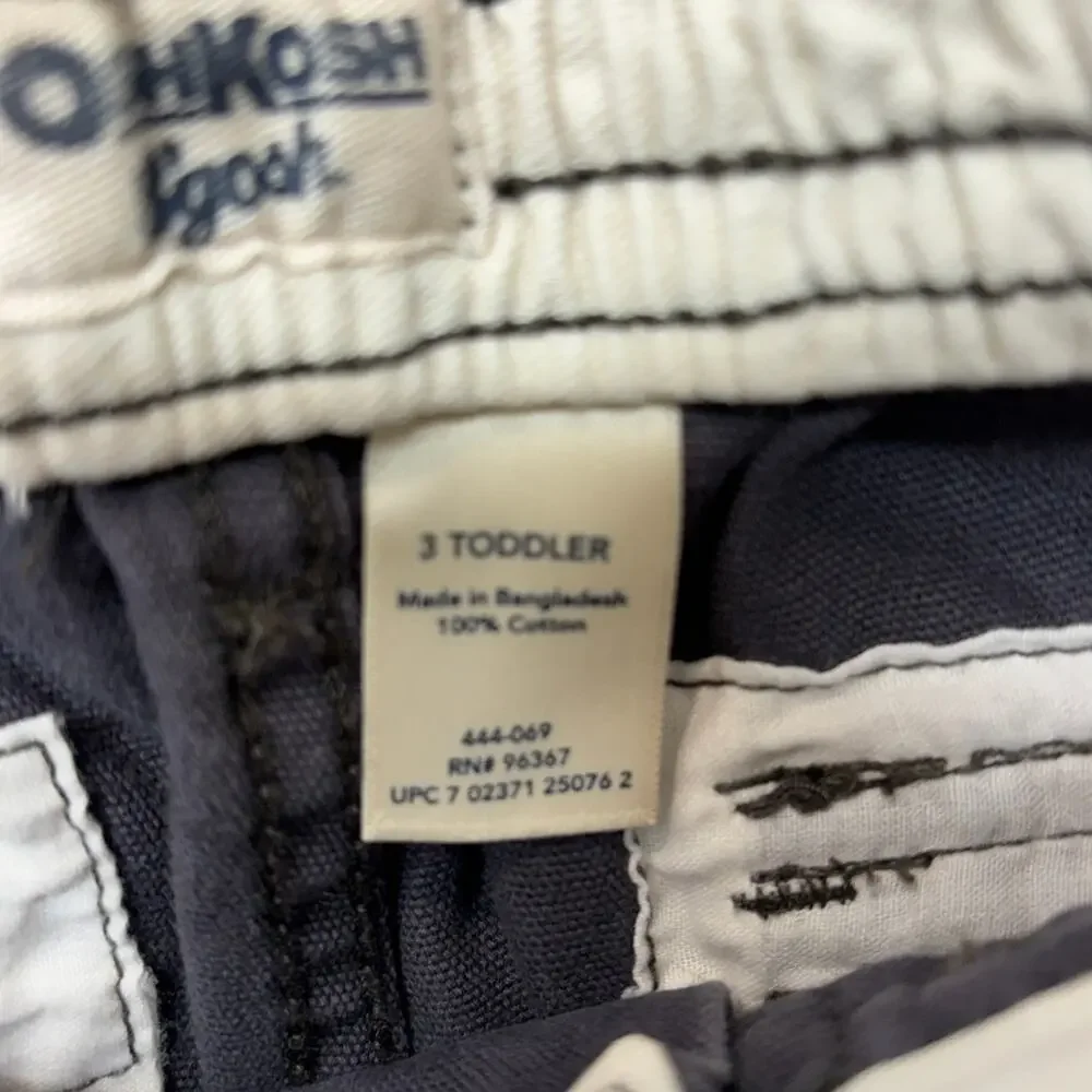 OshKosh B'gosh Utility Pants Toddler 3T Charcoal Gray Canvas Baggy Fit Straight